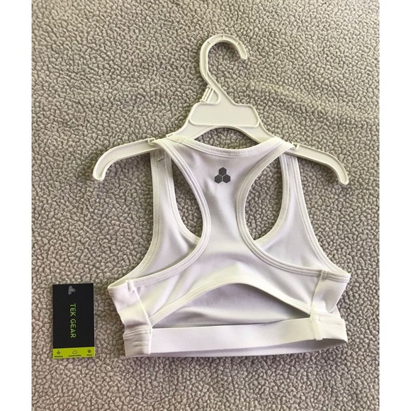 Tek gear girls white Racerback sports bra Size 7 Light Support Low Impact NWT - Picture 6 of 6